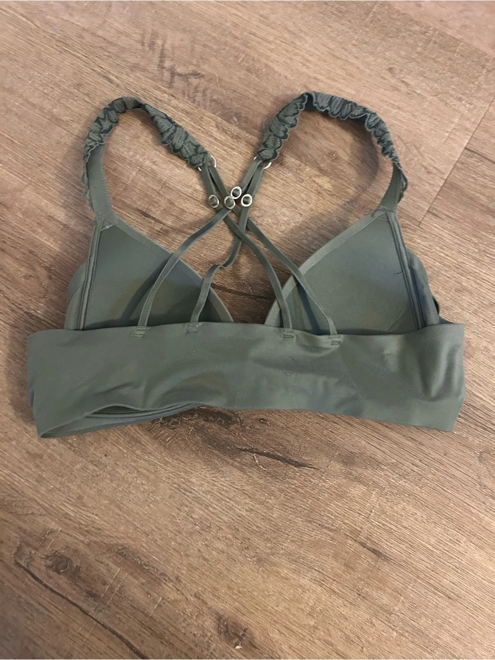 Wireless Olive Green Sunnie Wireless Bralette with Lace Straps 34B - Picture 4 of 5